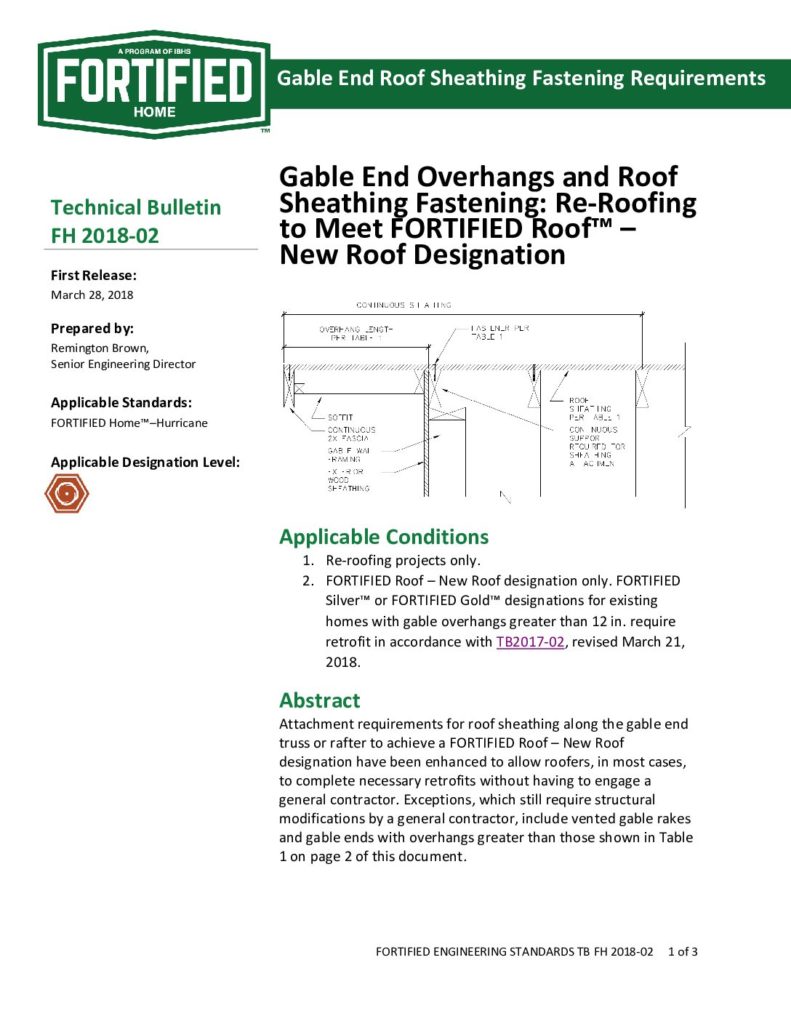 2018-02 : Gable End Roof Sheathing Fastening Requirements