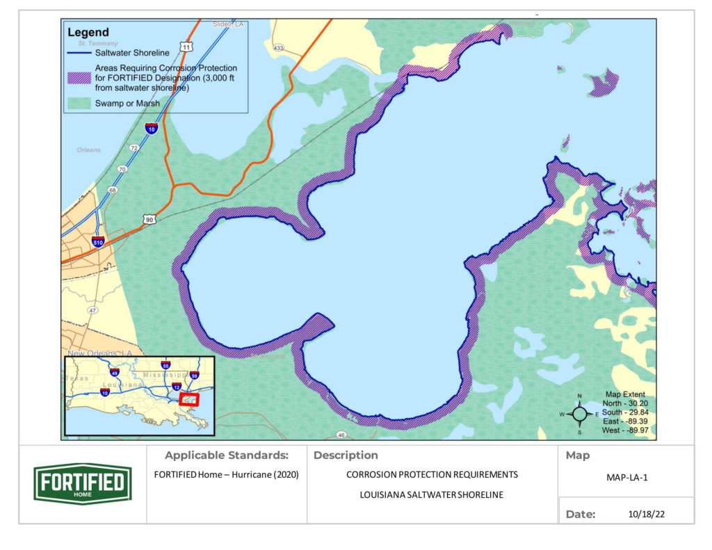 MAP-LA-01 Louisiana Saltwater Shoreline