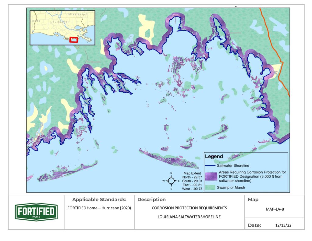 MAP-LA-08 Louisiana Saltwater Shoreline