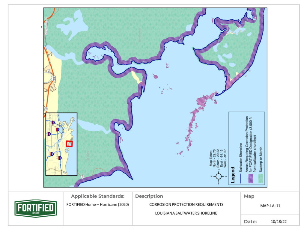 MAP-LA-11 Louisiana Saltwater Shoreline