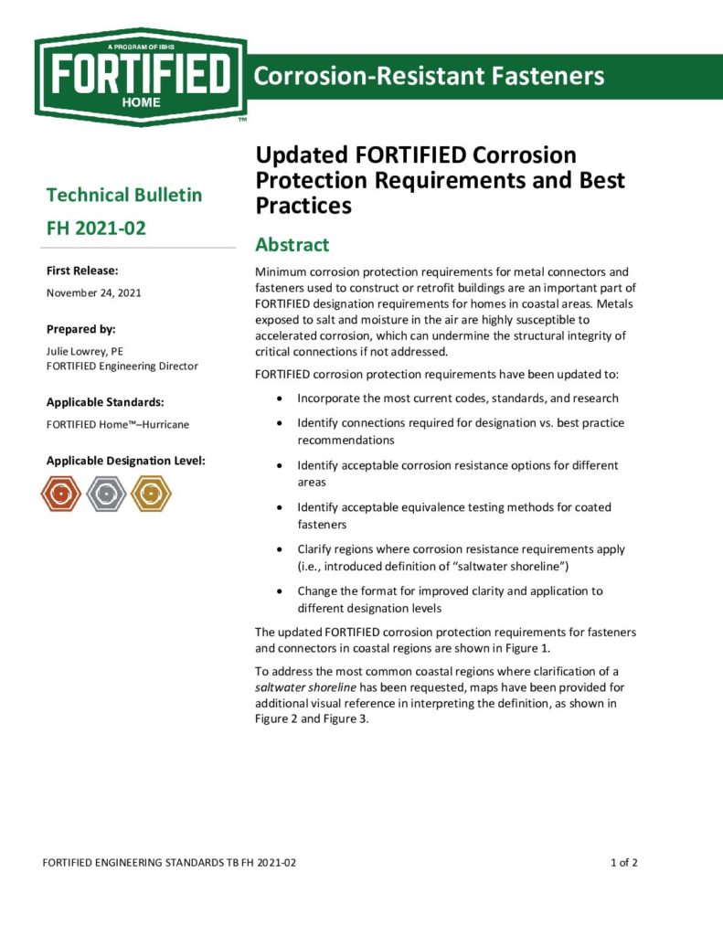 2021-02: Corrosion Resistant Fasteners