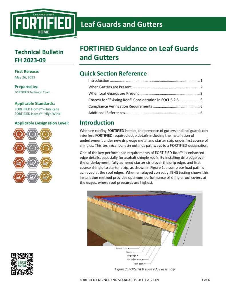 2023-09 : FORTIFIED Guidance on Leaf Guards  and Gutters